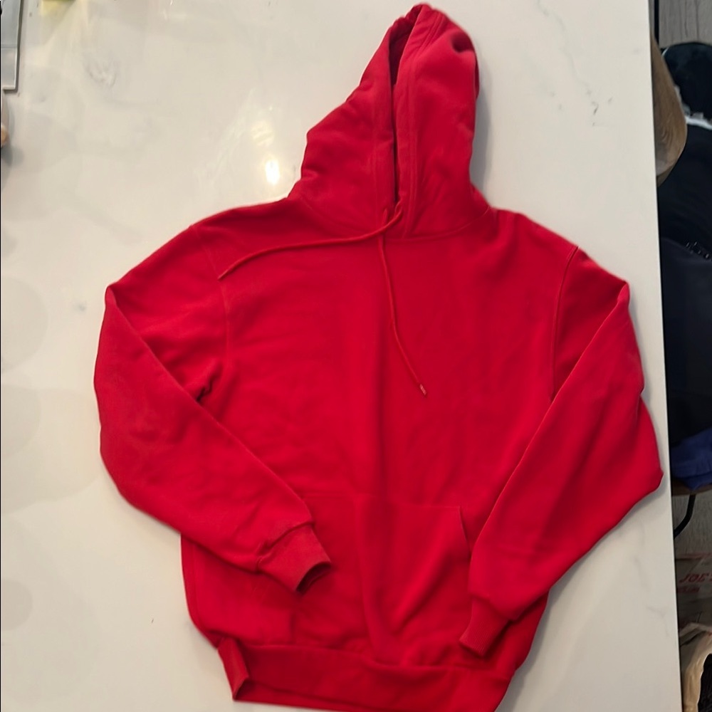 H&M Red Sweater with Hood and Long Sleeves